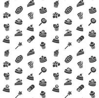 padrão sem emenda de ícones de padaria e bolo. doce, doce conjunto vetor