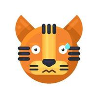 Vetor de emoji engraçado de expressão transpirável de tigre