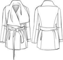ilustração técnica de casaco de lã. outwear flat fashion sketch