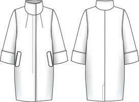 ilustração técnica de casaco de lã. outwear flat fashion sketch vetor