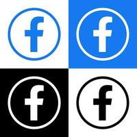 Facebook logotipo - vetor conjunto coleção - Preto silhueta forma - original Mais recentes azul cor - isolado. f ícone para rede página, Móvel aplicativo ou imprimir.