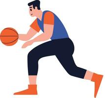 mão desenhado basquetebol jogador personagem jogando basquetebol dentro plano estilo vetor