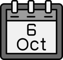 Outubro 6 vetor ícone