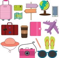 viagem período de férias feriado clipart conjunto vetor