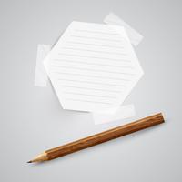 Um pedaço de papel com um lápis, vetor
