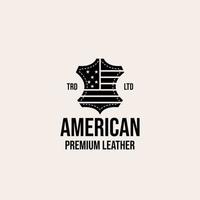 logotipo premium de couro americano vetor