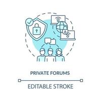 ícone de conceito azul de fórum privado vetor
