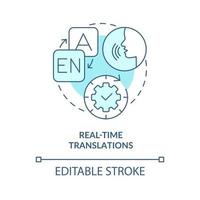 ícone de conceito azul de tradução em tempo real vetor