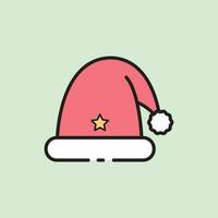 Natal santa chapéu ícone com linear cor estilo vetor