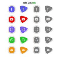 ícones de mídia social em preto e branco vetor