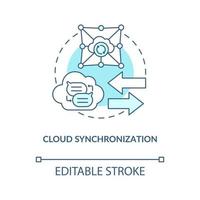 ícone de conceito azul de sincronização de nuvem