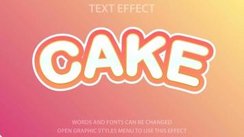 modelo de efeito de texto de bolo. editável. eps 10