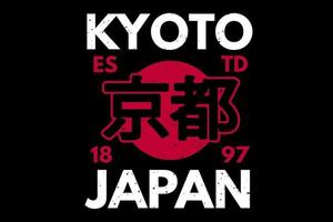 design de t-shirt de kyoto japão tipografia retro vintage ilustração vetor