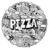 padrão de pizza doodle redondo vetor