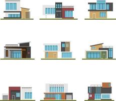 conjunto de casas e casas modernas, edifício moderno e arquitetura. vetor