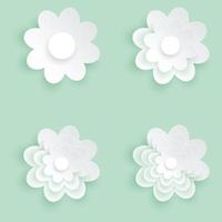 ícone de flor de corte de papel, design plano de flor branca. vetor