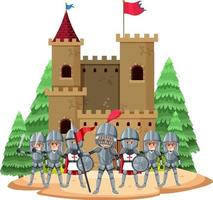 cavaleiros do lado de fora do castelo vetor