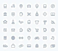 ícones de linha definidos em branco para mapas, aplicativos de navegação, vetor