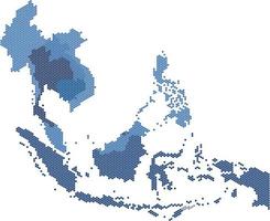 forma hexagonal do sudeste asiático e mapa dos países próximos. vetor