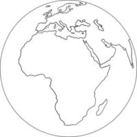 esboço de mapa mundo globo à mão livre em fundo branco. vetor