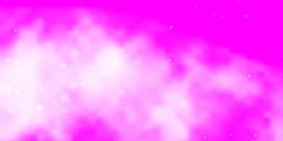 layout de vetor rosa claro roxo com estrelas brilhantes.