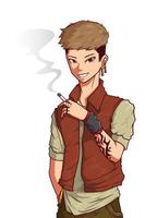 ilustração de personagem menino de rua fumante vetor