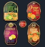 Etiquetas de ouro para produtos de frutas orgânicas vetor