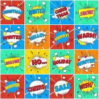 16 letras de quadrinhos de inverno nos balões de fala vetor