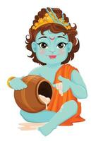 feliz Krishna janmashtami. Senhor Krishna vetor