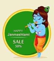 feliz Krishna janmashtami. Senhor Krishna vetor