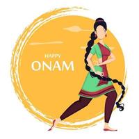 feliz onam. mulher indiana dançando vetor