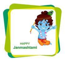 feliz Krishna janmashtami. pequeno senhor Krishna vetor