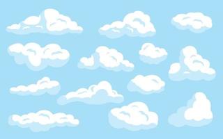nuvens brancas de desenho animado em azul isoladas vetor