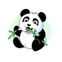 panda com um galho de bambu vetor