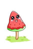 sorvete de melancia fofo e feliz na ilustração dos desenhos animados de verão vetor