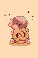 pretzel com cachorro fofo para ilustração dos desenhos animados da oktoberfest vetor