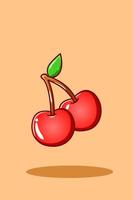 Ilustração dos desenhos animados de frutas ícone de cerejas vetor