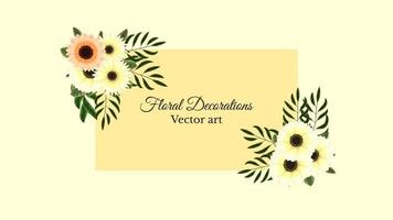 conjunto de elementos florais vetoriais flores quadros cartões comemorativos detalhados vetor