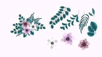 conjunto de elementos florais editáveis elegantes arranjos de flores de jardim vetor