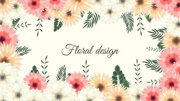 fundo de banner floral horizontal decorado com flores alegres vetor