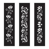 Arquivo de corte floral preto e branco com desenho de tatuagem temporário vetor