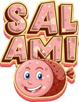 design de texto do logotipo de salame com caráter de salame vetor