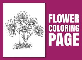 página para colorir de flores para adultos e crianças. ilustração desenhada à mão vetor