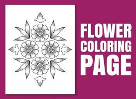 página para colorir de flores para adultos e crianças. livro para colorir de flores.
