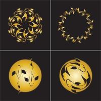 modelo de design de ícone de vetor de peixe dourado e yin yang