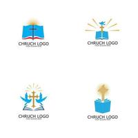 logo church.christian symbol, the bible and the cross vetor