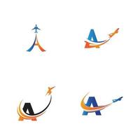 carta um vetor de modelo de design de logotipo de viagem aérea