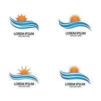 ícone de onda de água e sol de ilustração vetorial design logotipo vetor