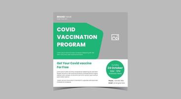 projeto de pós-design de mídia social de vacinação de vírus. vetor