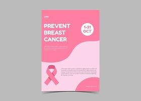 modelo de panfleto de conscientização de câncer de mama. câncer de mama em outubro. vetor